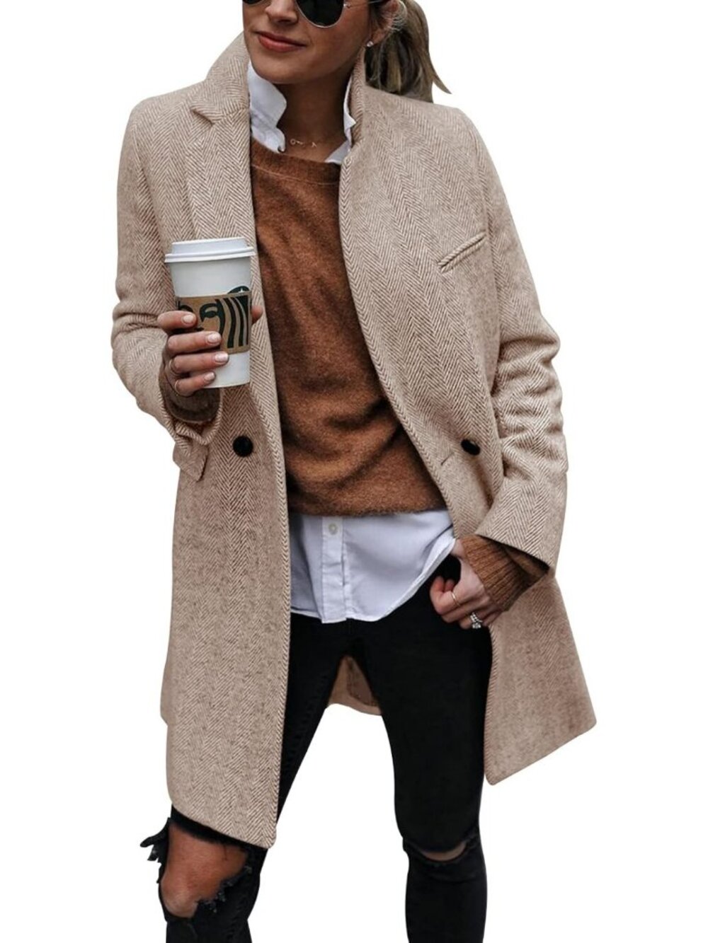 Chic Women's Double Breasted Trench Coat | Notch Lapel Long Blazer Jacket